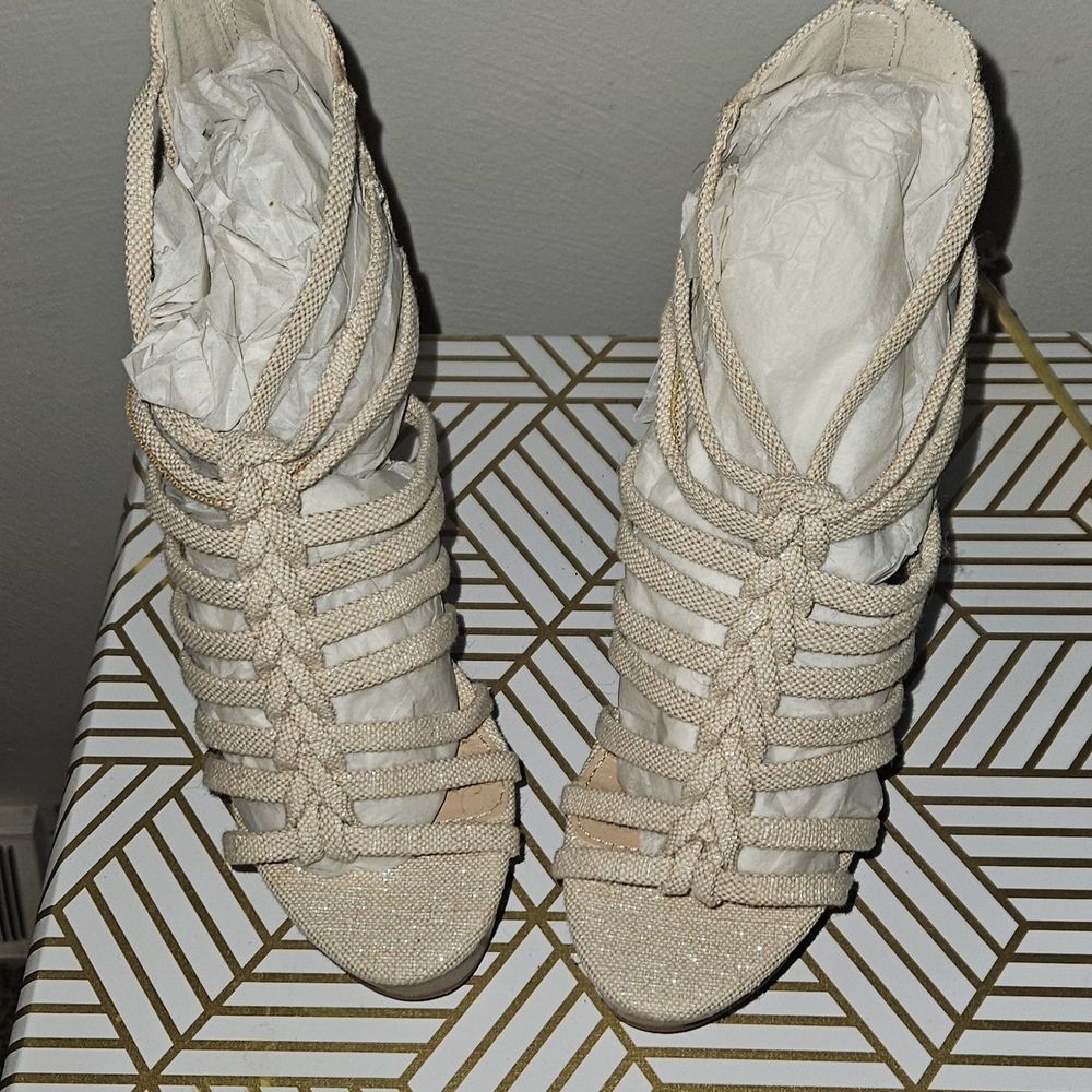 Elegant Cream Strappy Women's Shoes
